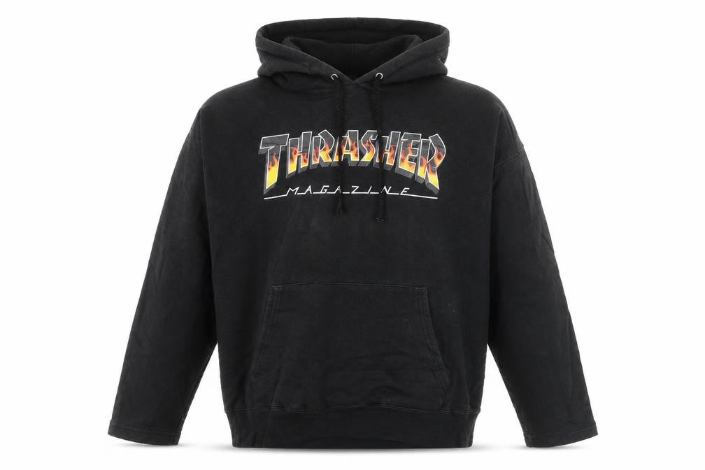 Thrasher Men's Black Pullover Hoodie Small Fleece Skate Logo