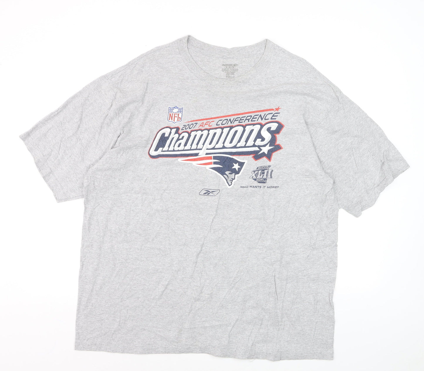 Reebok Men's Grey NFL Patriots Champions T-Shirt Size XL