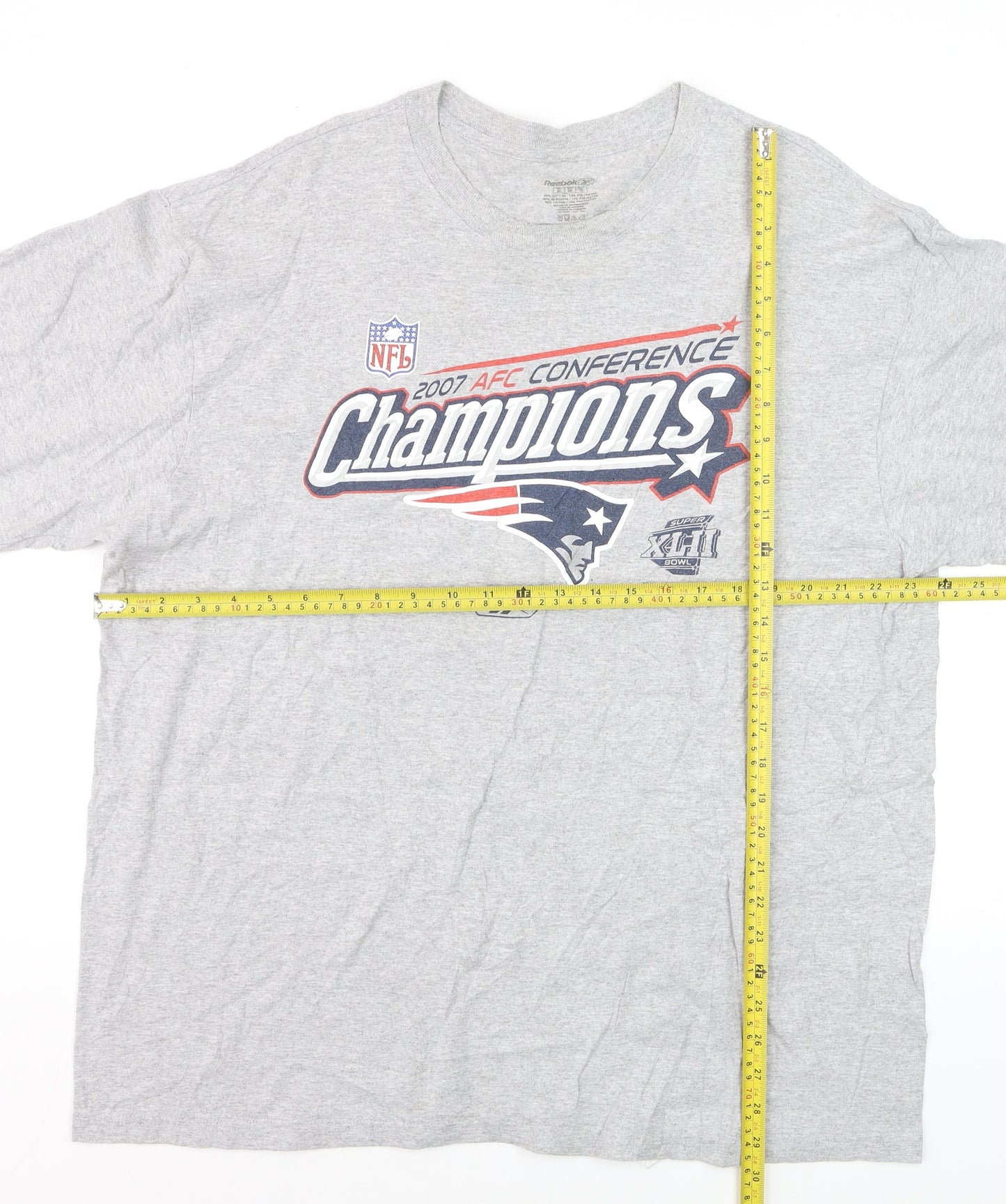 Reebok Men's Grey NFL Patriots Champions T-Shirt Size XL