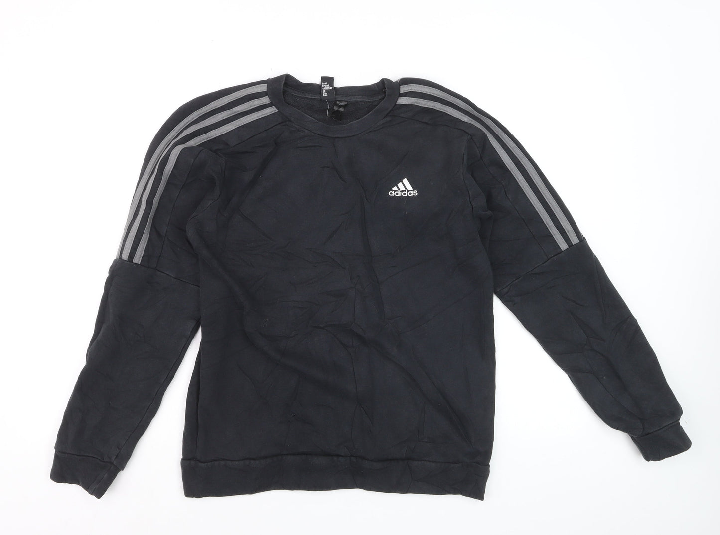 Adidas Mens Black Crew Neck Pullover Sweatshirt Size L Sports Fleece