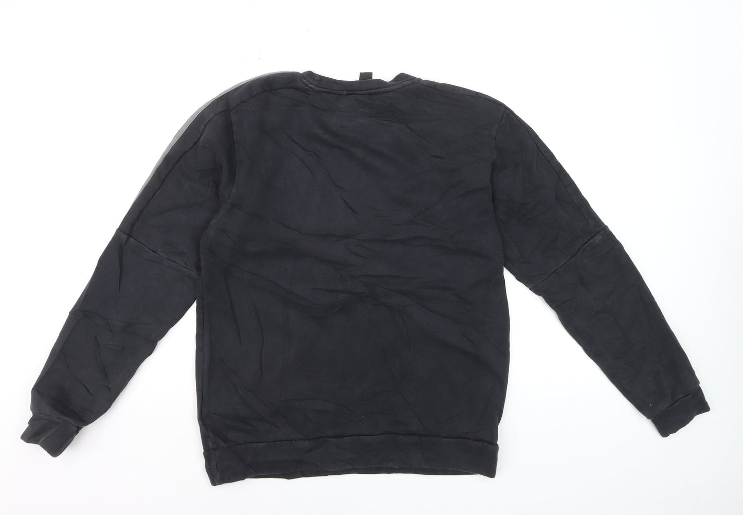 Adidas Mens Black Crew Neck Pullover Sweatshirt Size L Sports Fleece