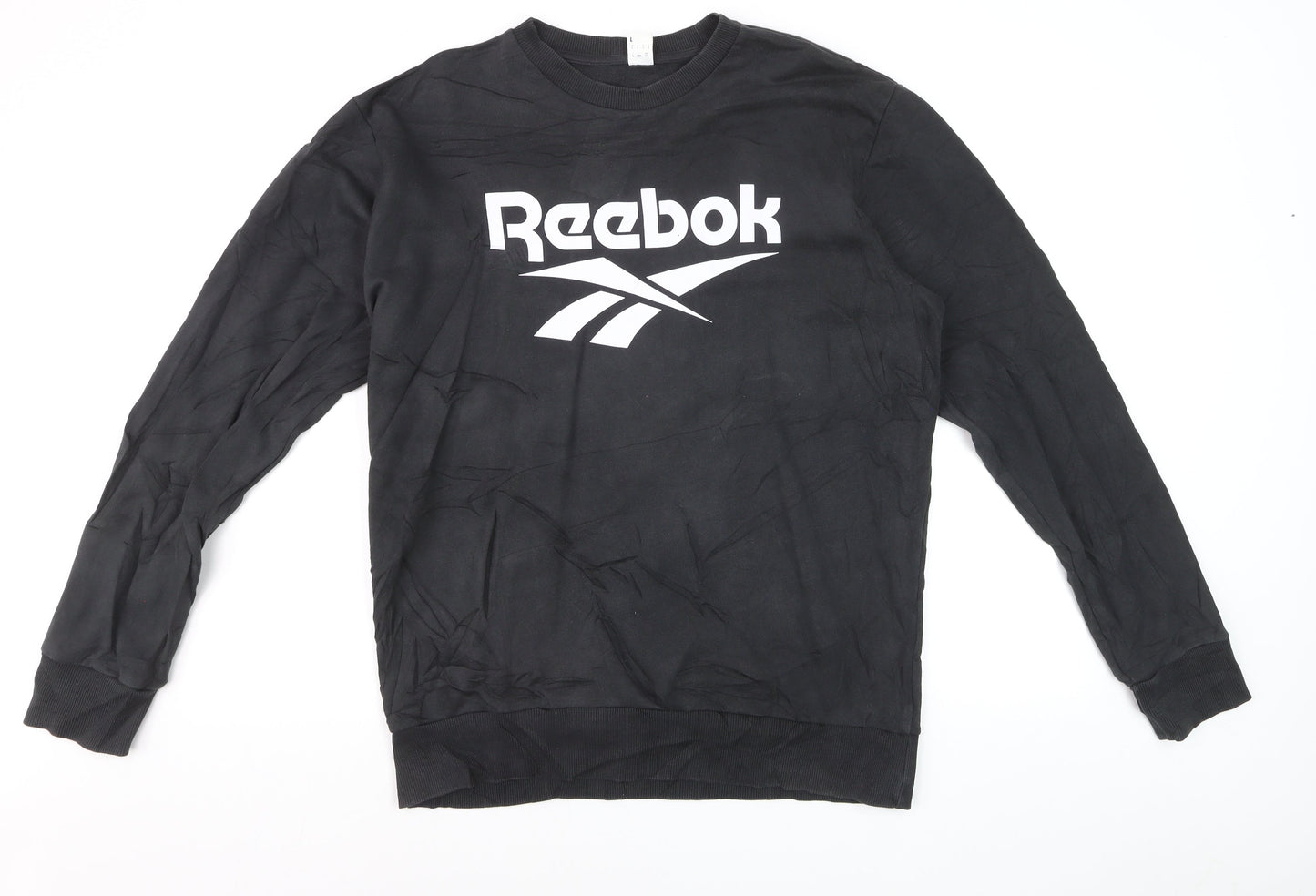 Reebok Men's Black Logo Crew Neck Pullover Sweatshirt L