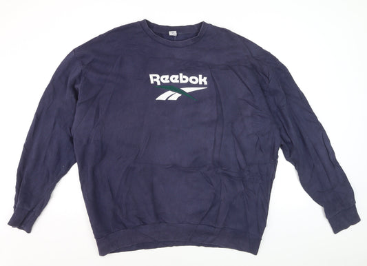 Reebok Men's Blue XL Pullover Crew Neck Cotton Sweatshirt