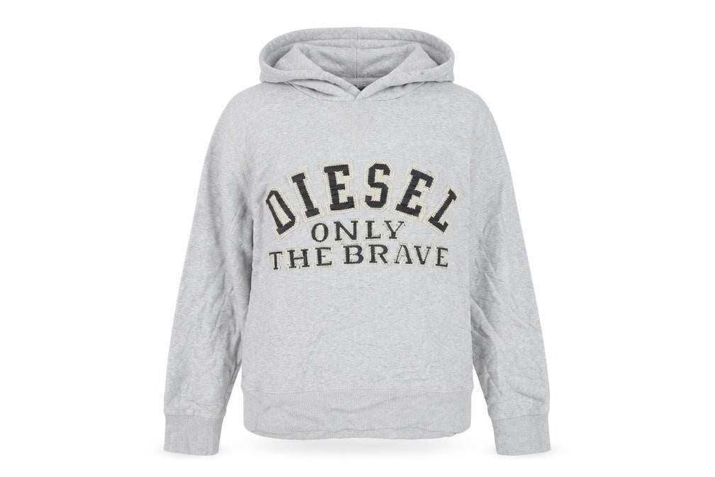 Diesel Women Grey Pullover Hoodie Size 14 Cotton Graphic Print