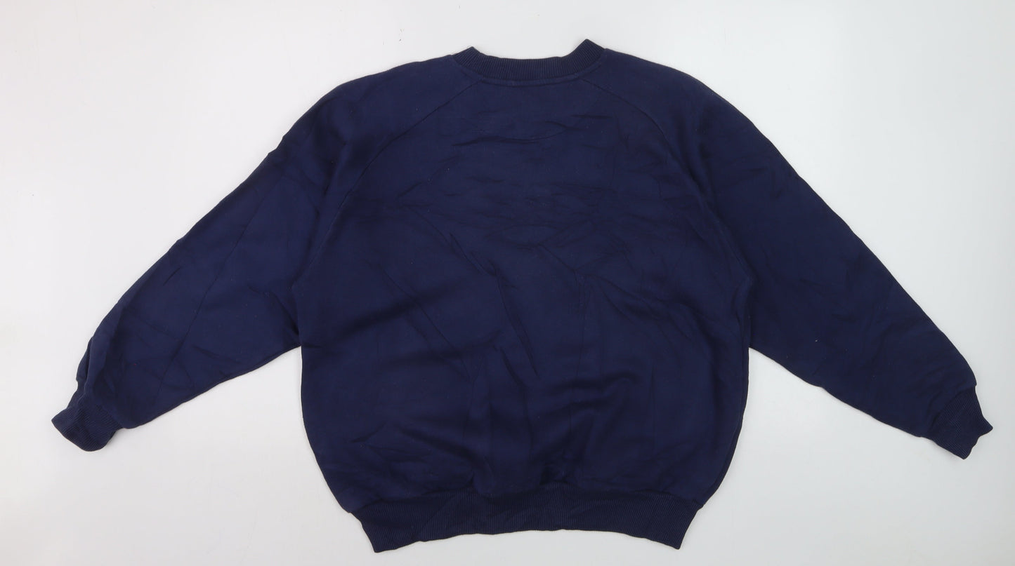 Umbro Men's Blue Pullover Sweatshirt M Crew Neck Logo Sportswear