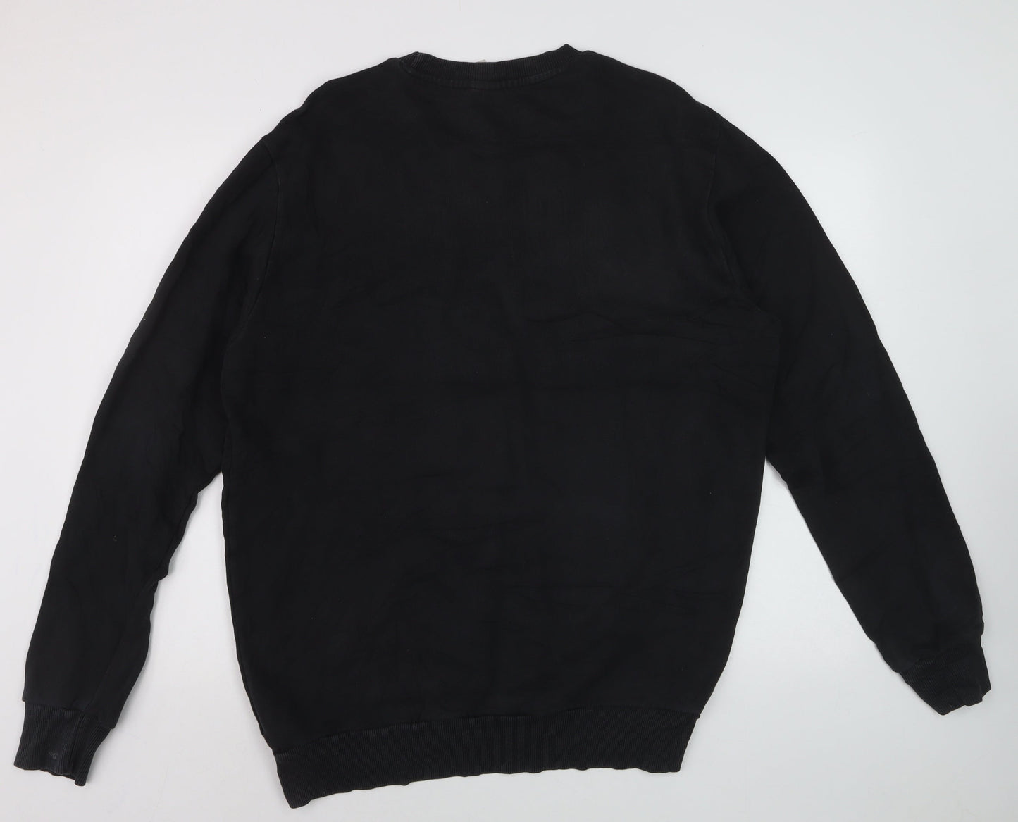 Reebok Mens Black L Pullover Sweatshirt Crew Neck Logo