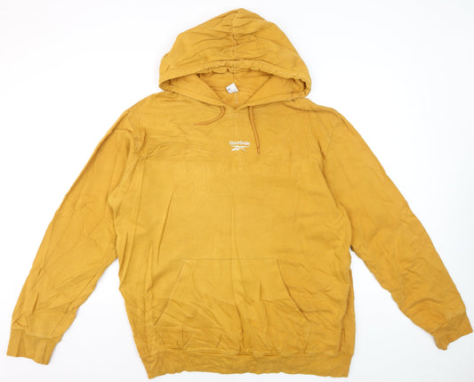 Reebok Men’s Yellow XL Pullover Hoodie with Logo Pocket