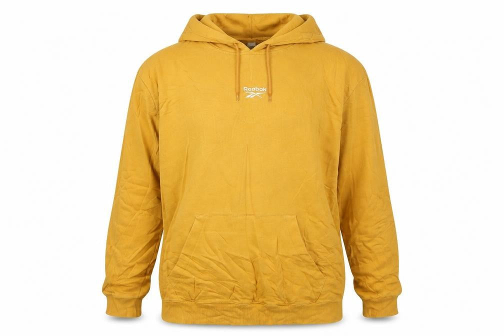 Reebok Men’s Yellow XL Pullover Hoodie with Logo Pocket