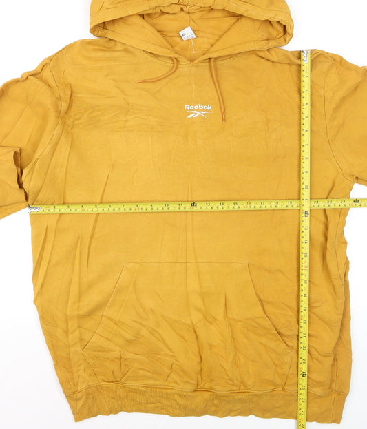 Reebok Men’s Yellow XL Pullover Hoodie with Logo Pocket