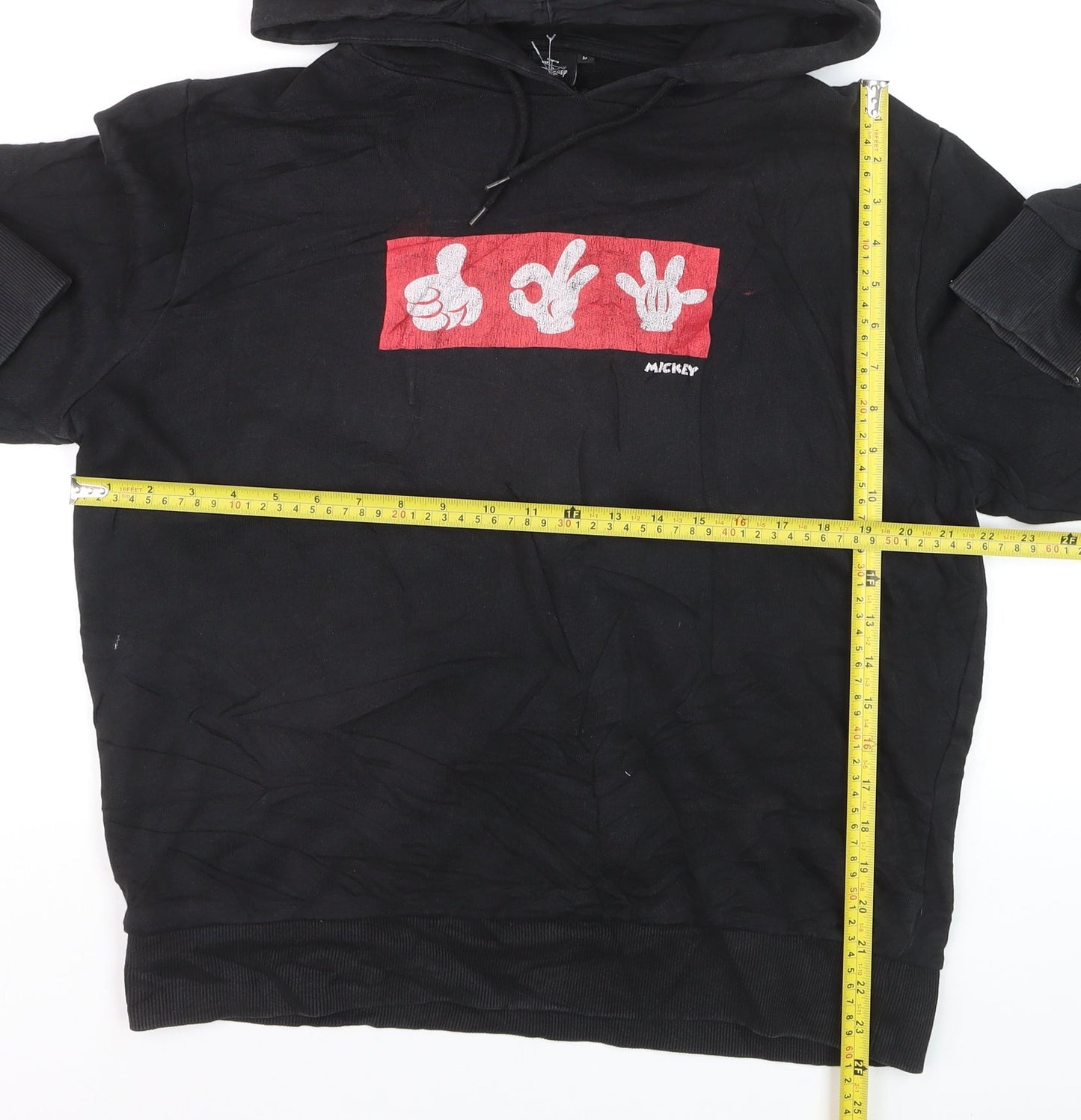 Disney Men's Black Hoodie Mickey Graphic Print Pullover M