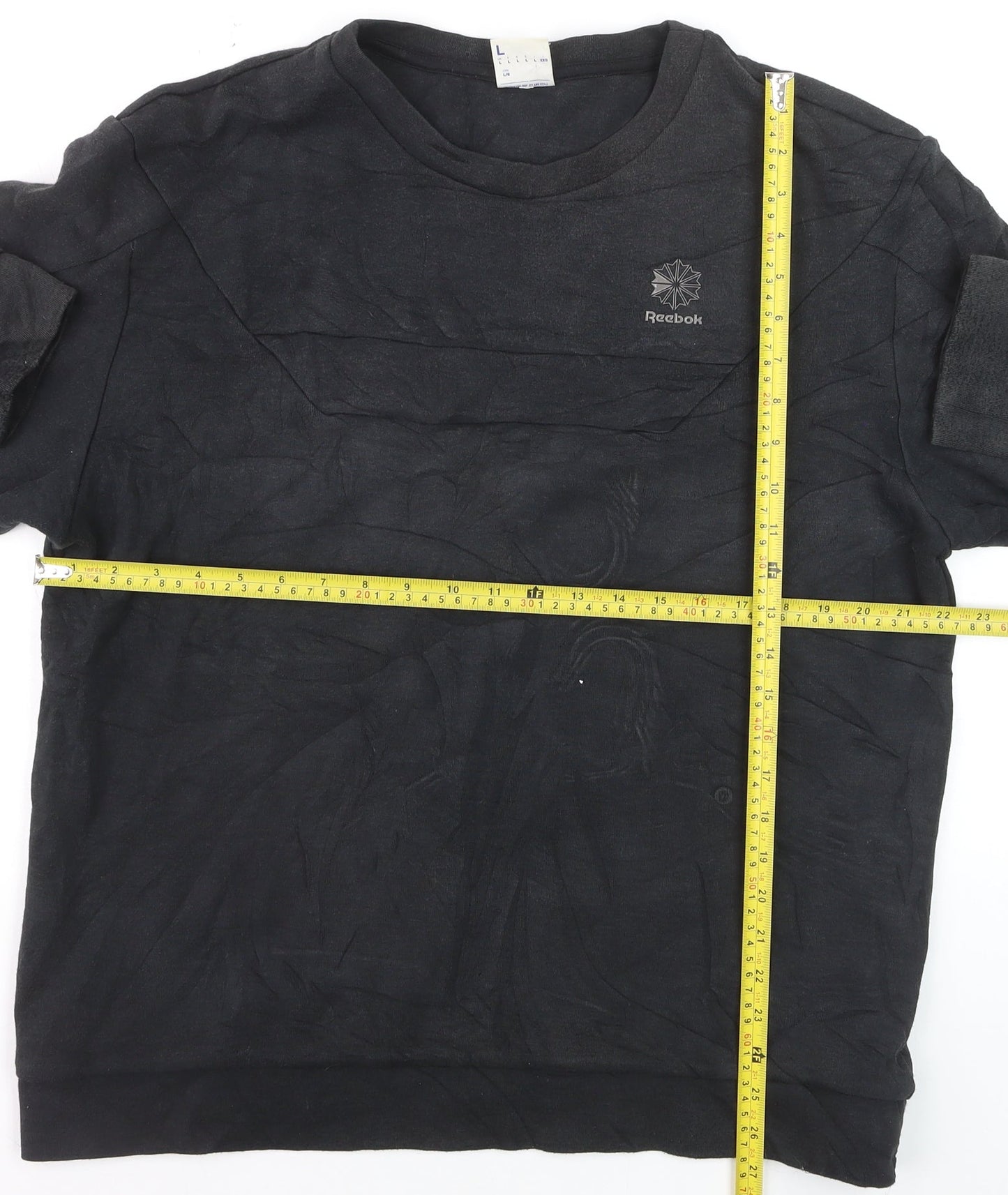 Reebok Men Black L Pullover Sweatshirt Crew Neck Classic Logo