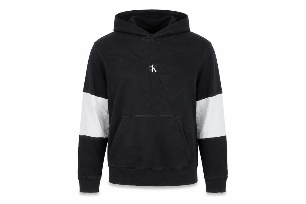 Calvin Klein Jeans Men’s Black Pullover Hoodie M Logo Jersey Sweatshirt