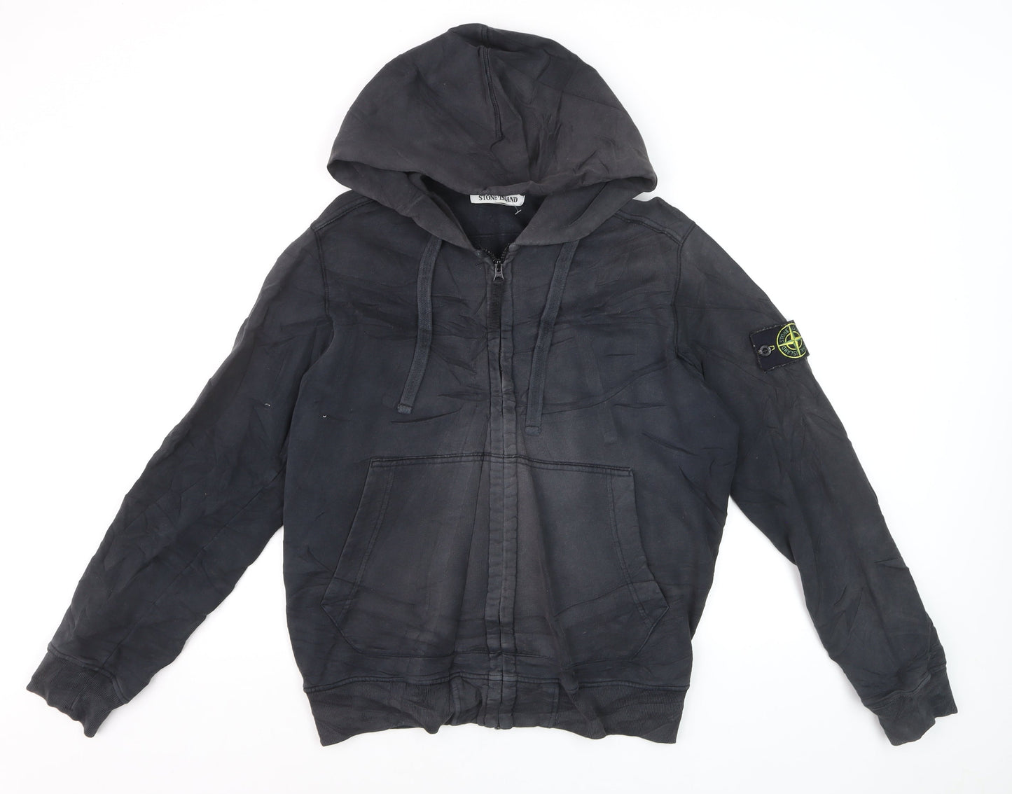 Stone Island Men's Black Cotton Full Zip Hoodie M Excellent