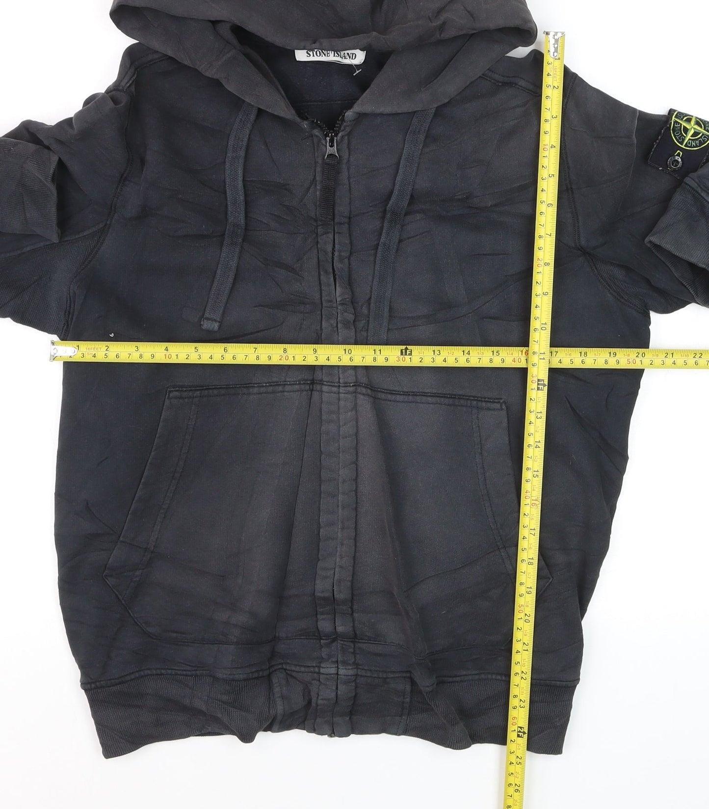 Stone Island Men's Black Cotton Full Zip Hoodie M Excellent