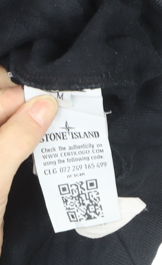 Stone Island Men's Black Cotton Full Zip Hoodie M Excellent
