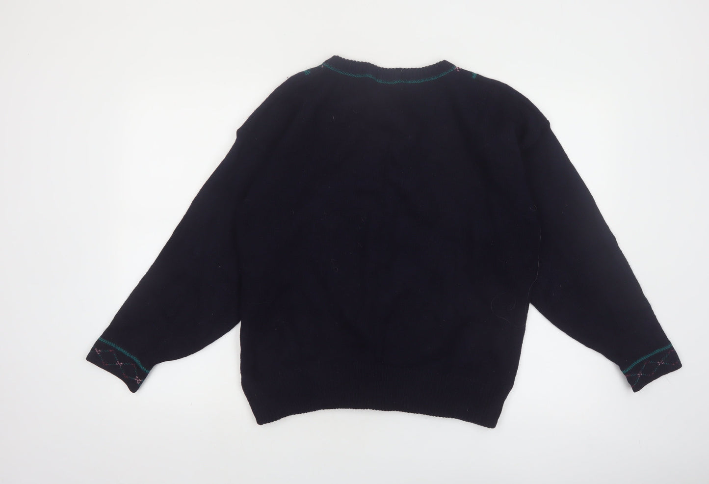 Forget Me Not Women's Blue Argyle Wool Cardigan Size L