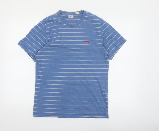 Levi's Men's Blue Striped Cotton Crew Neck T-Shirt Size M