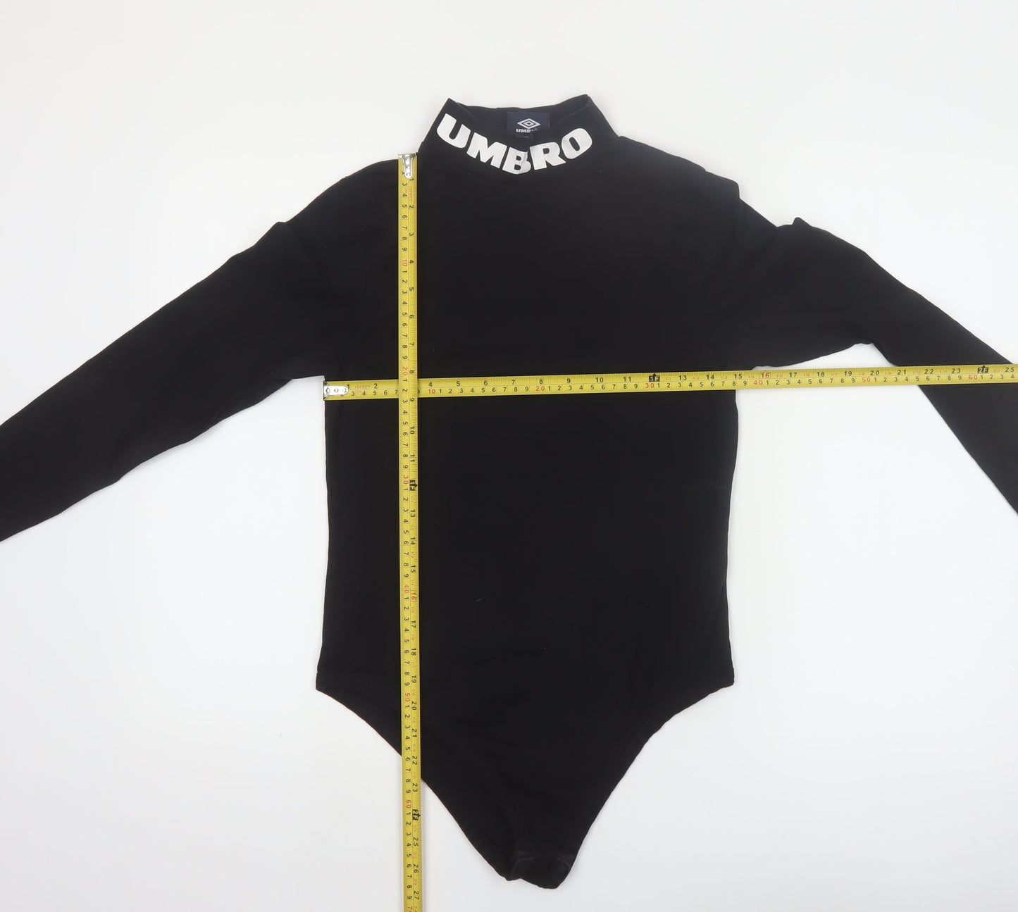 Umbro Women's Black Long Sleeve Stretch Logo Bodysuit L