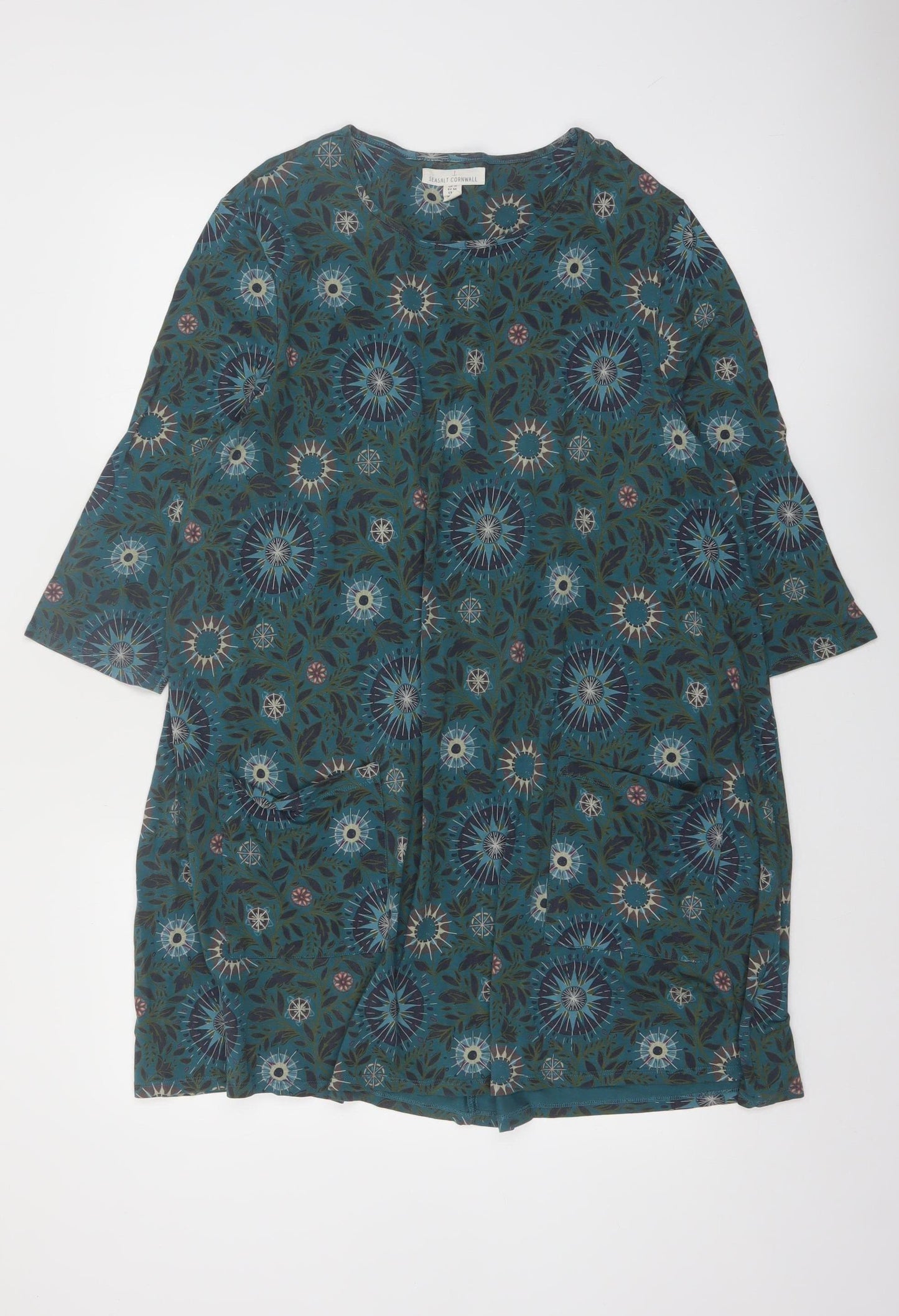 Seasalt Cornwall Women’s Green Floral Shift Dress Size 18
