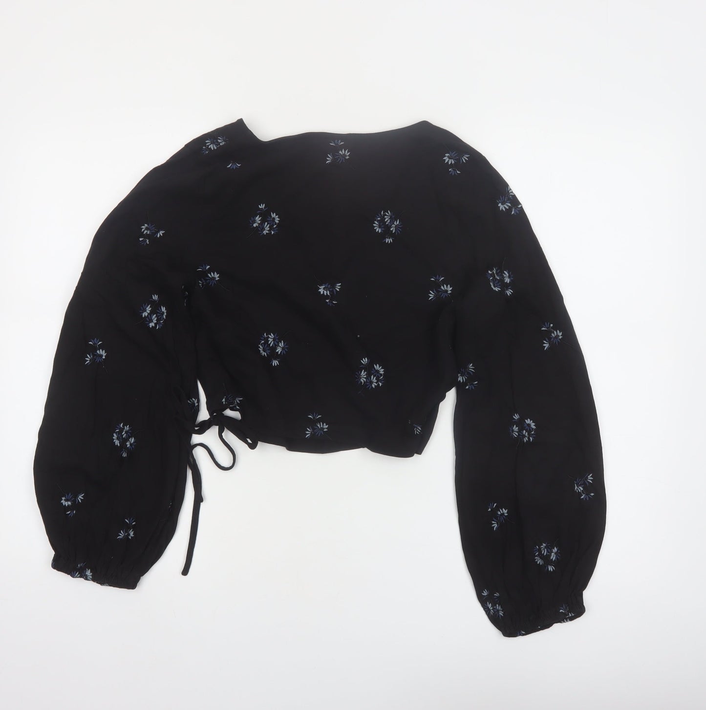 ASOS DESIGN Women’s Black Floral Wrap Petite Blouse UK 10