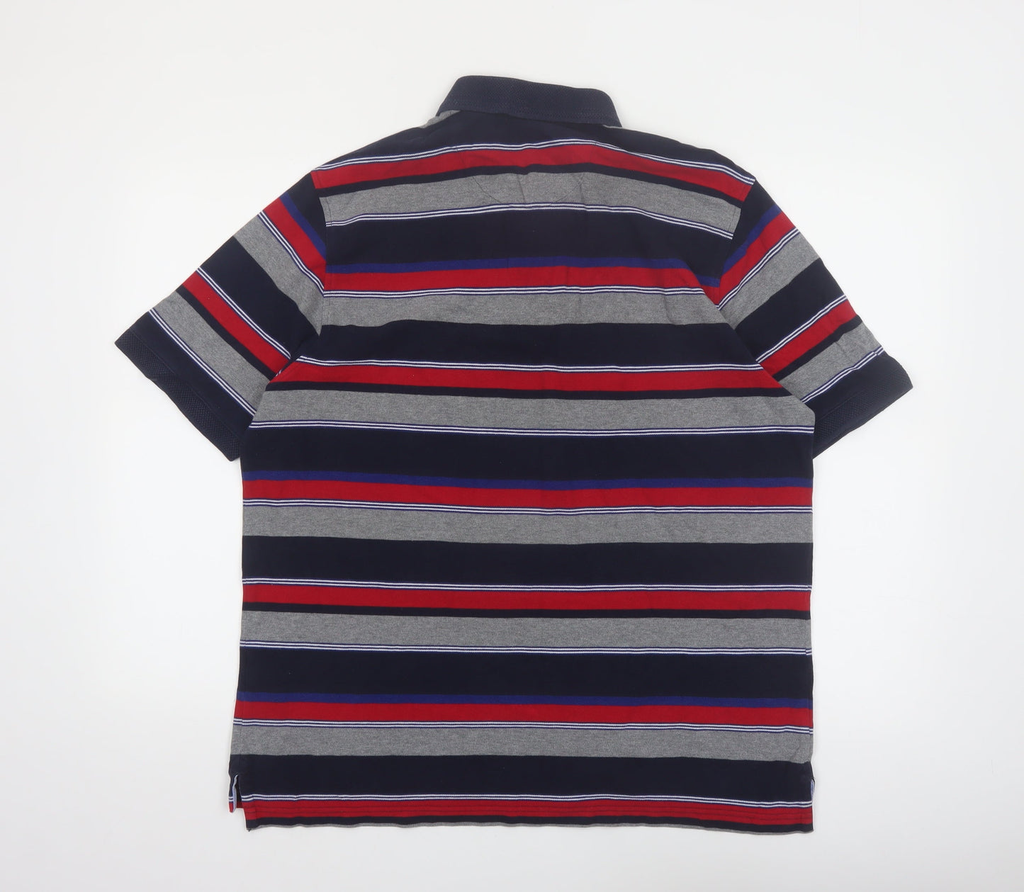 Marks and Spencer Men's Multicoloured Striped Polo Shirt Size L Regular Fit