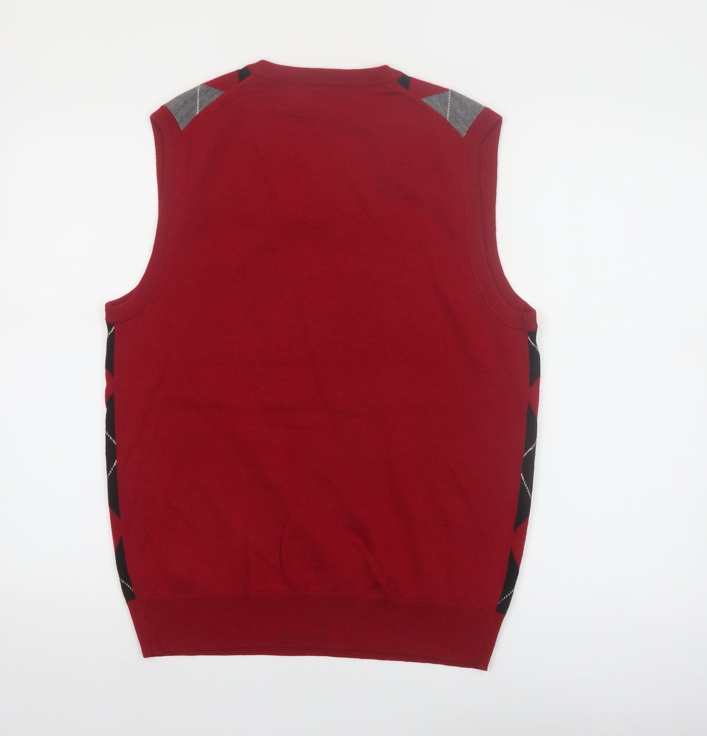 Express Design Studio Men's Red Argyle Wool V-Neck Vest M
