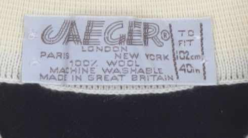 Jaeger Womens Black Wool Collared Pullover Jumper Size 16