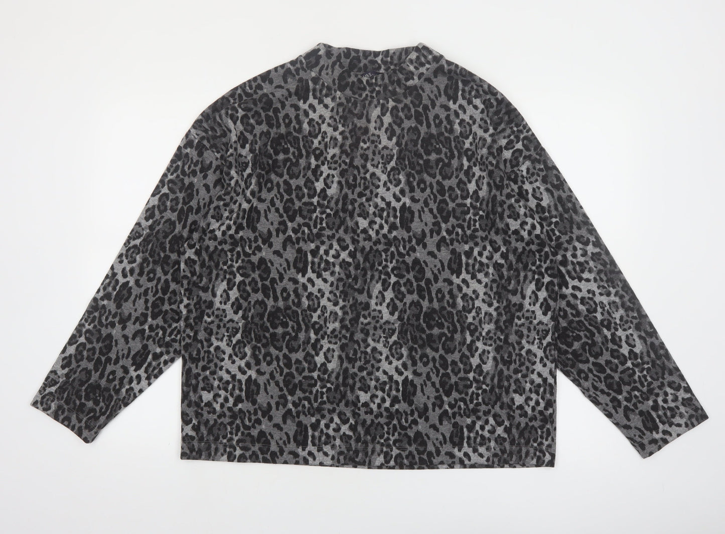 Marks and Spencer Women’s Grey Leopard Print Pullover Jumper Size 16
