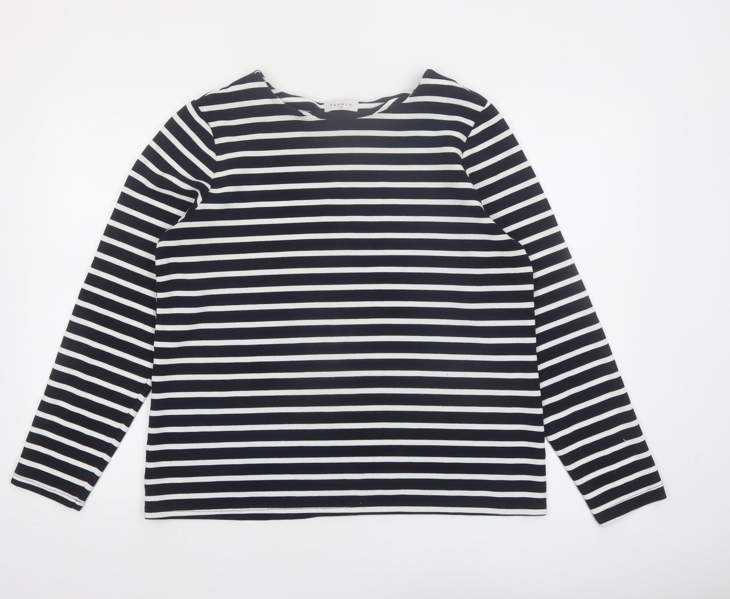 Papaya Women Black White Striped Long Sleeve Jersey Top Size 16