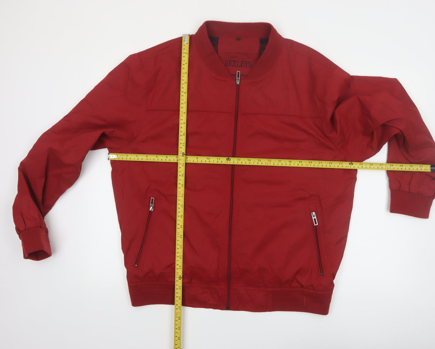 Bexleys Men's Red Bomber Jacket Size 42 Regular Fit Full Zip