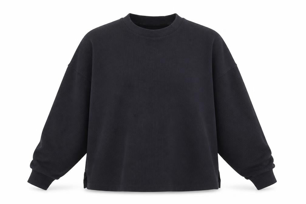 F&F Active Women Black L Pullover Sweatshirt Ribbed Long Sleeve