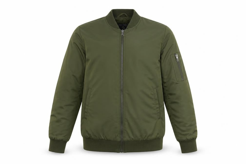 Bernardo Men's Green Bomber Jacket S Lightweight Polyester Zip