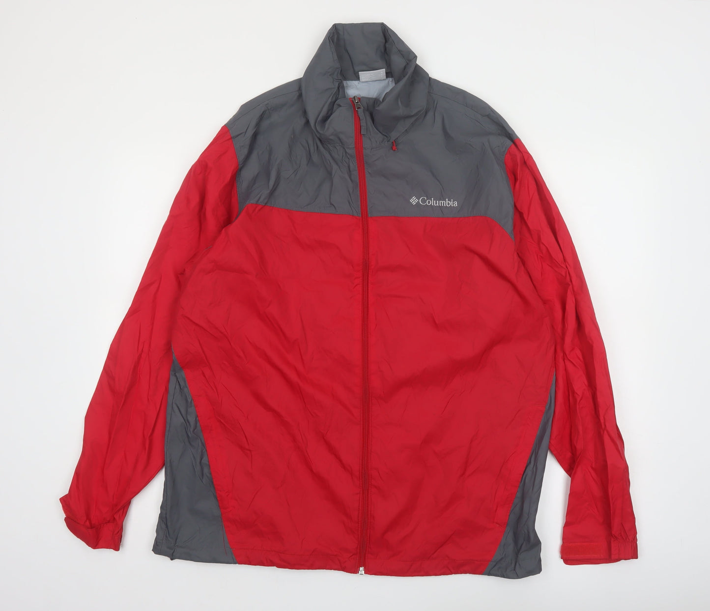 Columbia Men's Red Grey Lightweight Windbreaker Jacket Size L