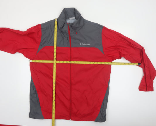 Columbia Men's Red Grey Lightweight Windbreaker Jacket Size L