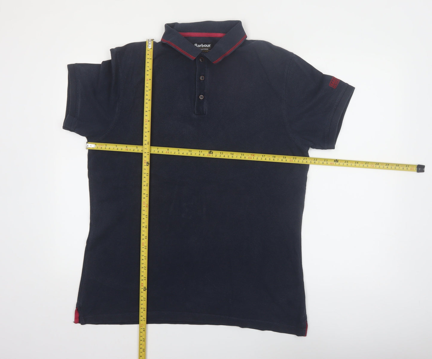 Barbour International Men's Blue XL Polo Shirt Cotton Short Sleeve