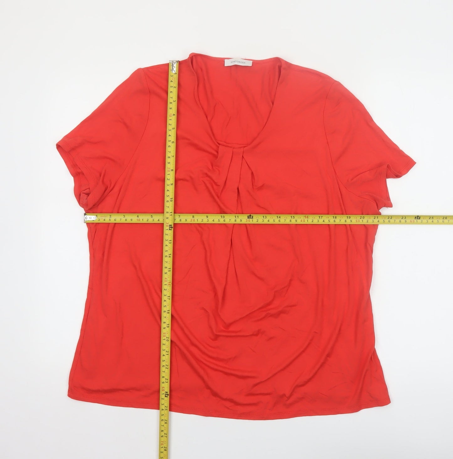 Windsmoor Womens Red Viscose Stretch Blouse Short Sleeve L