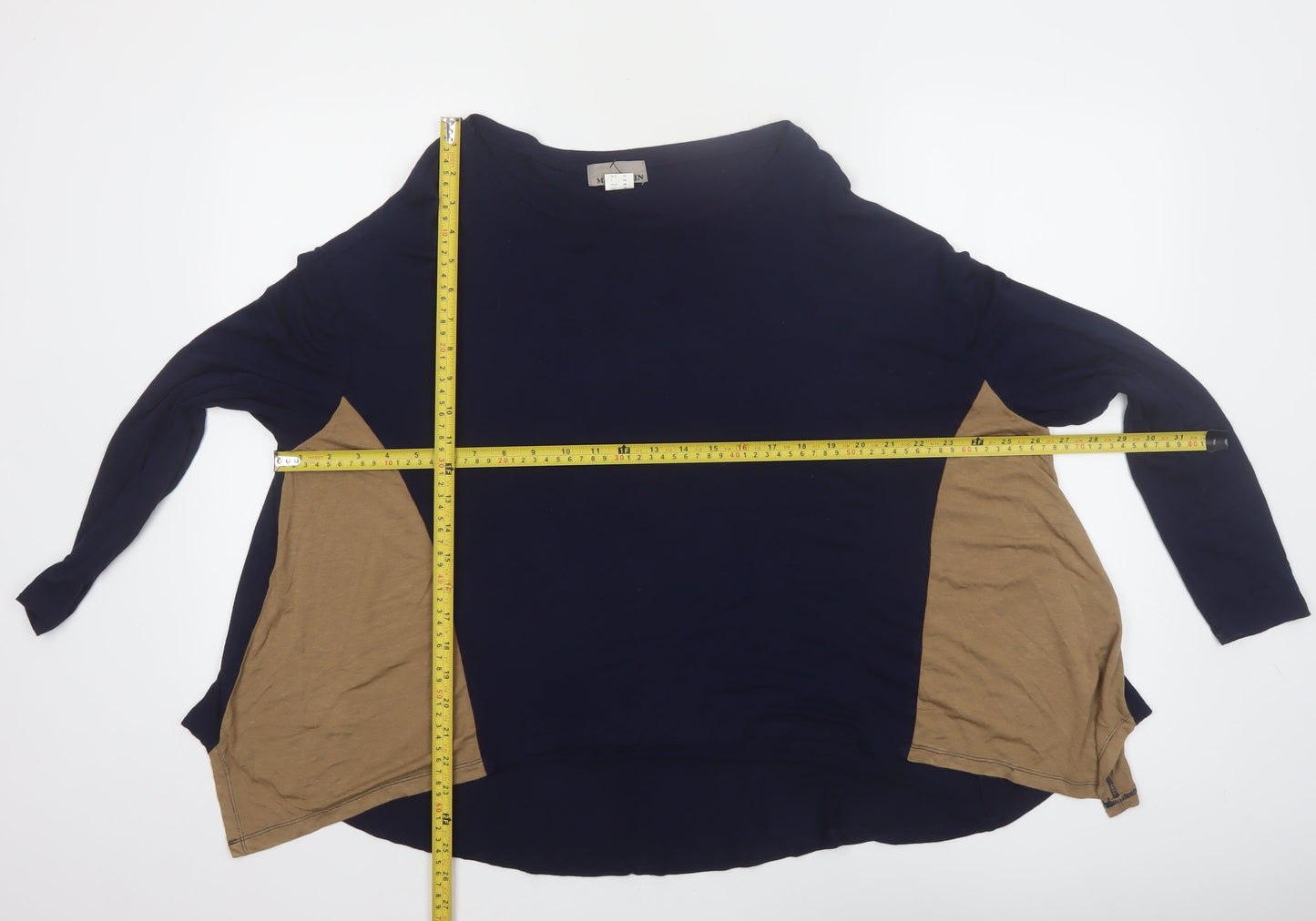 Mandarin Women’s Blue Colourblock Long Sleeve Blouse Size 12