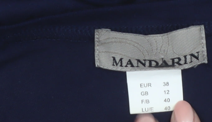 Mandarin Women’s Blue Colourblock Long Sleeve Blouse Size 12