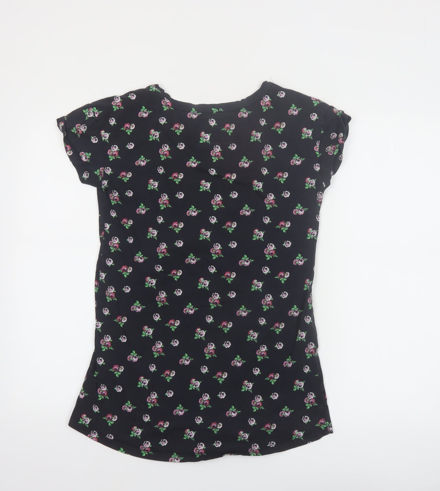 Superdry Women's Black Floral Cotton T-Shirt Size S