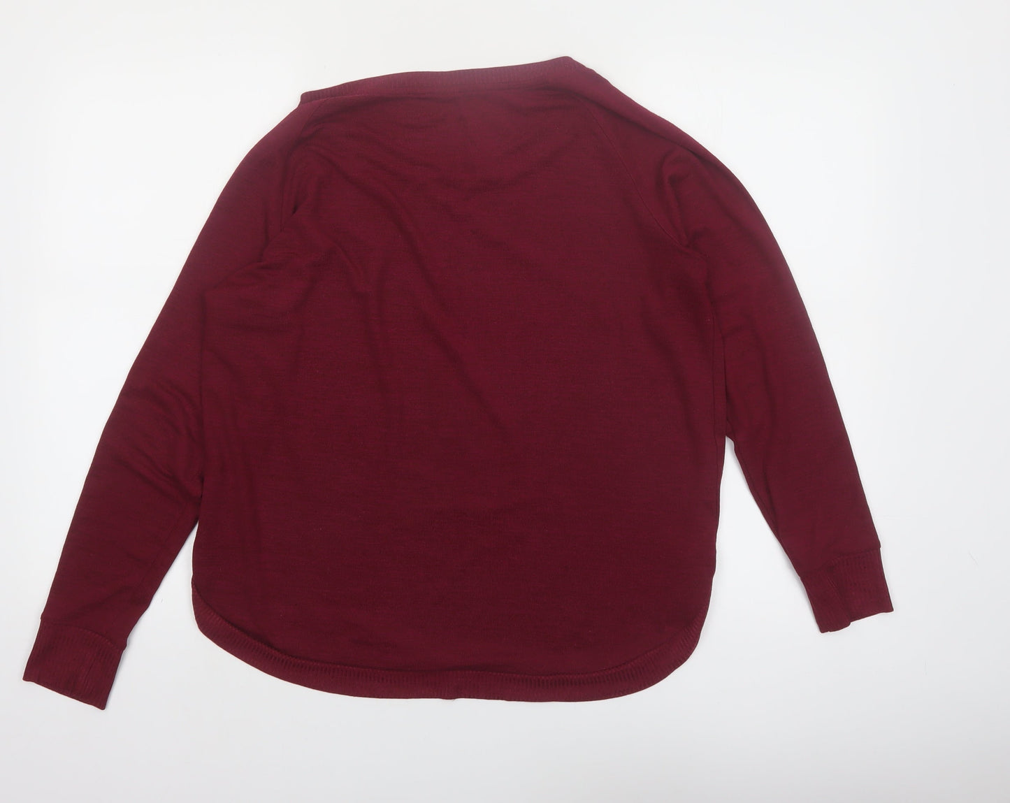 GAP Womens Red Long Sleeve Crew Neck Cotton Blend T-Shirt M