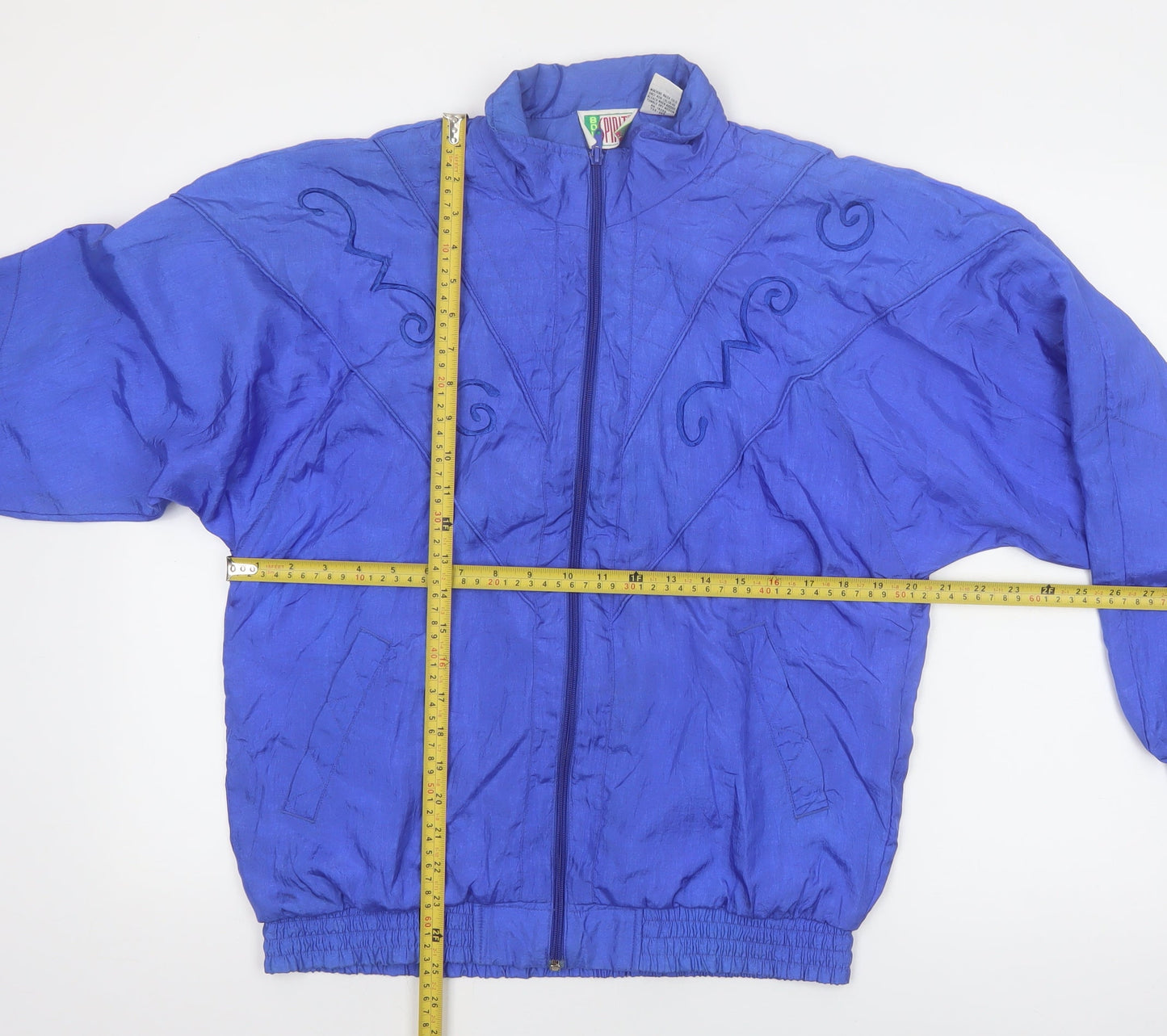 Bold Spirit Women Blue 90s Bomber Jacket Size S Nylon Zip Up