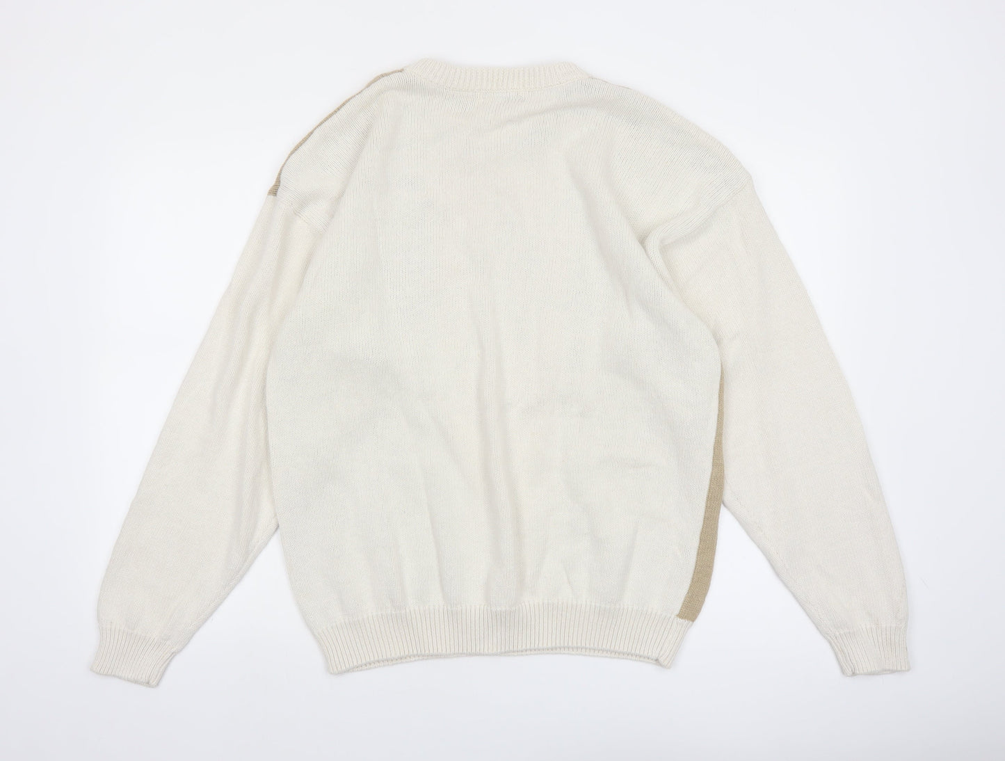 Gulf Traders Men's Beige Argyle Knit Jumper L Classic Pullover
