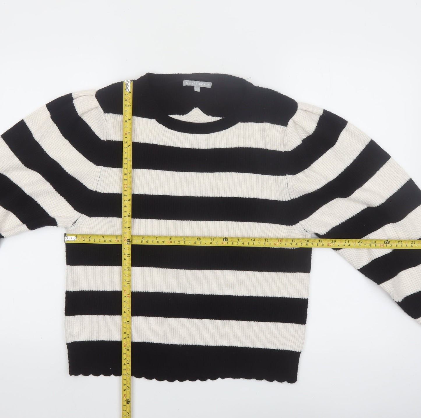 Oliver Bonas Women’s Black Stripe Crew Neck Knit Jumper UK 12