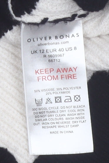 Oliver Bonas Women’s Black Stripe Crew Neck Knit Jumper UK 12