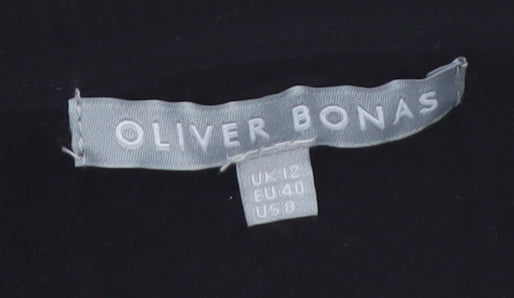 Oliver Bonas Women’s Black Stripe Crew Neck Knit Jumper UK 12