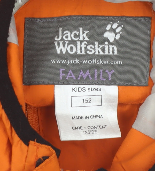 Jack Wolfskin Boys Orange Waterproof Hooded Rain Coat Jacket Size 152