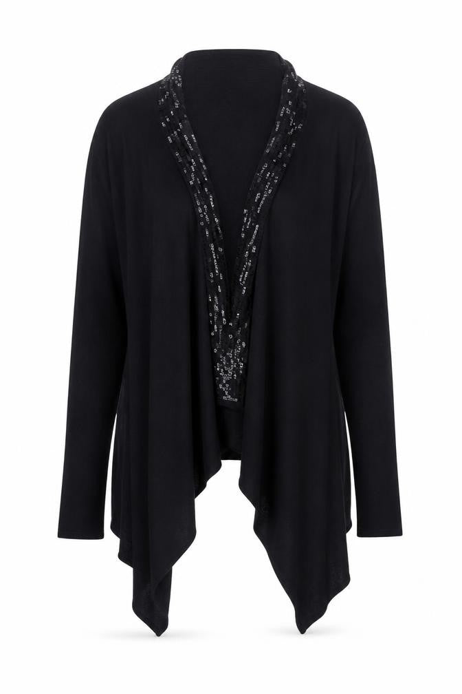 Marks & Spencer Women Black Sequin Trim Cardigan Size 14