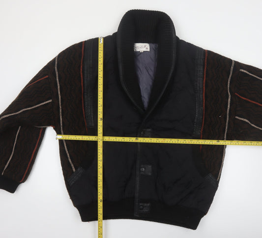 Carlo II Men's Black XL Retro Shawl Collar Bomber Jacket