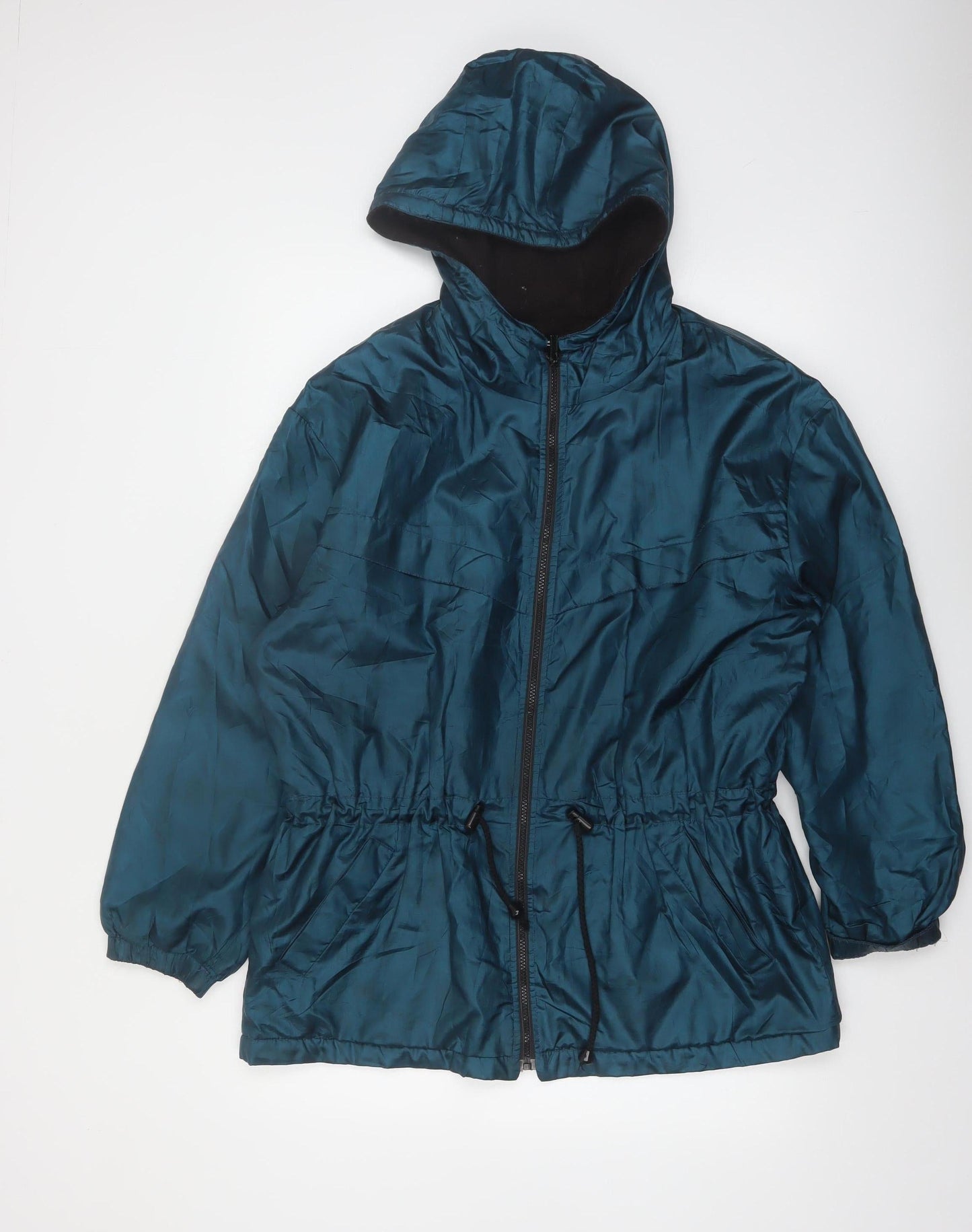East West Womens Teal Hooded Full Zip Windbreaker Jacket Size M