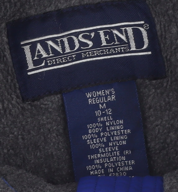 Lands' End Women's Blue Mid-Length Parka Jacket M 10-12 Insulated Nylon